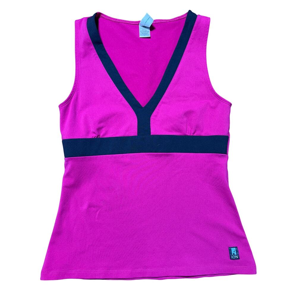ION Actif Womens L Hot Pink & Black Stretchy Fitted Athletic Tank
